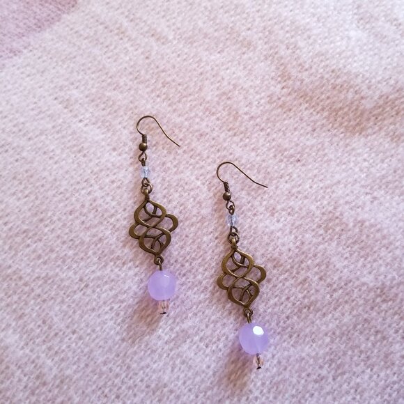 New Handmade Earrings with purple cryatals - Picture 5 of 5